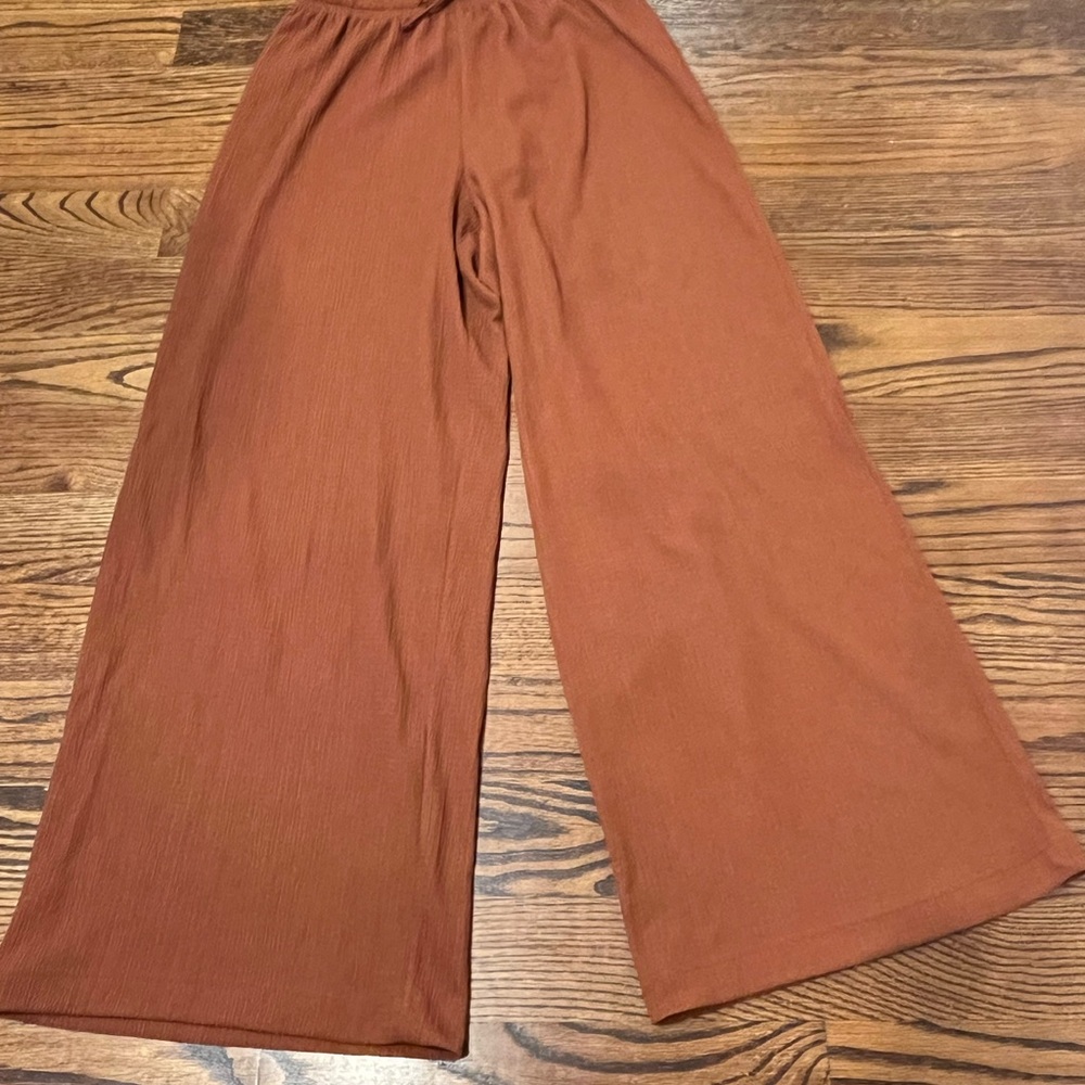 H&M Burnt Orange Elastic Textured Pants size S